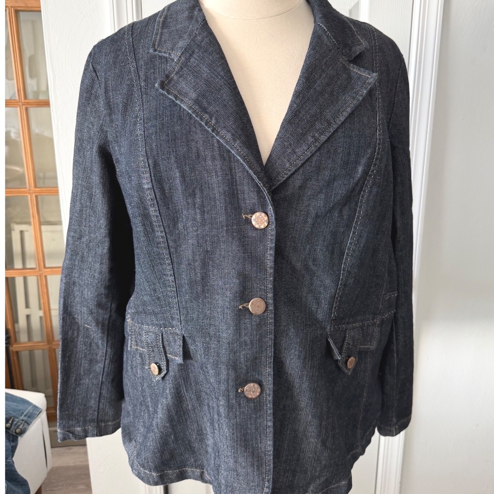 Y2K Vintage Venezia Lane Bryant 3 Button Denim Blazer Jean Jacket Size 26 28